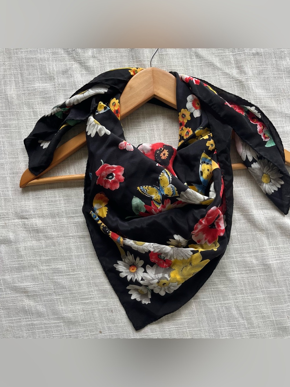 Pure Silk Butterfly & Flower Scarf